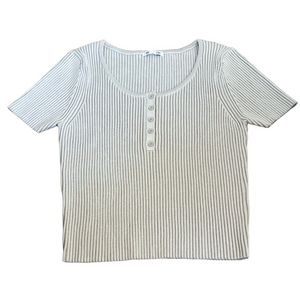 GU Global Women’s Cream Ribbed Button-Up Top